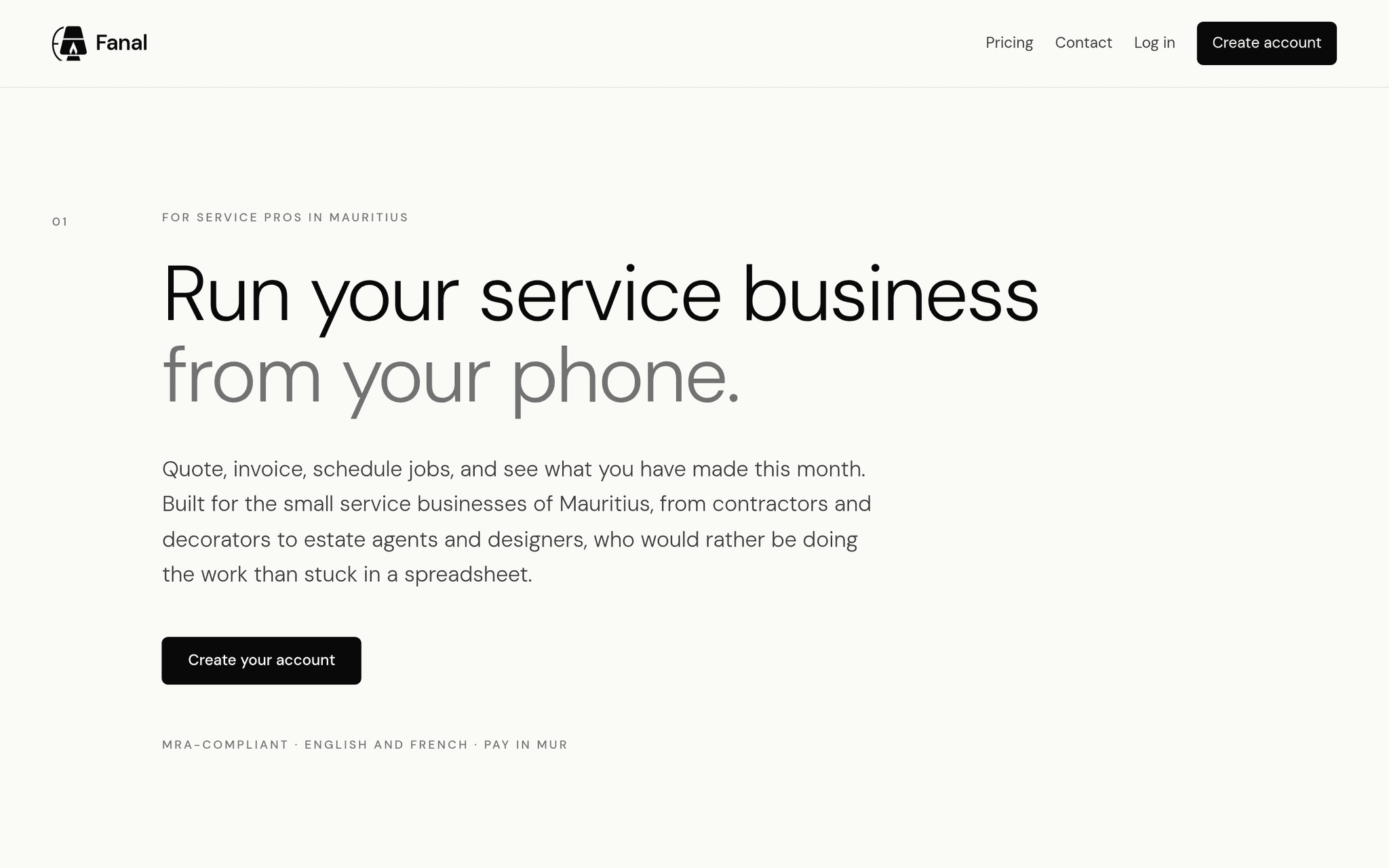 Fanal. Mauritius website built by The Mosaic Code