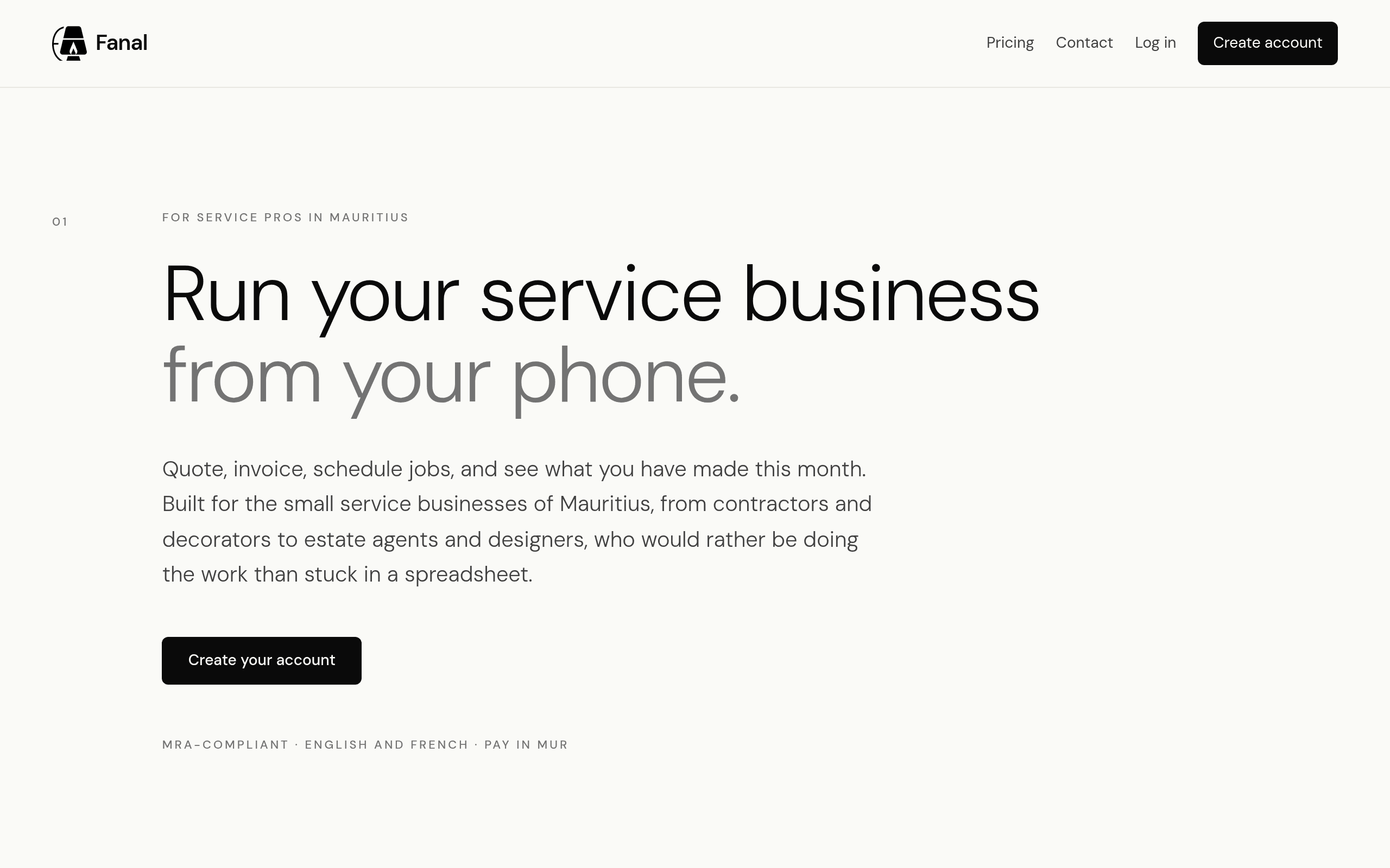 Fanal. Mauritius website built by The Mosaic Code